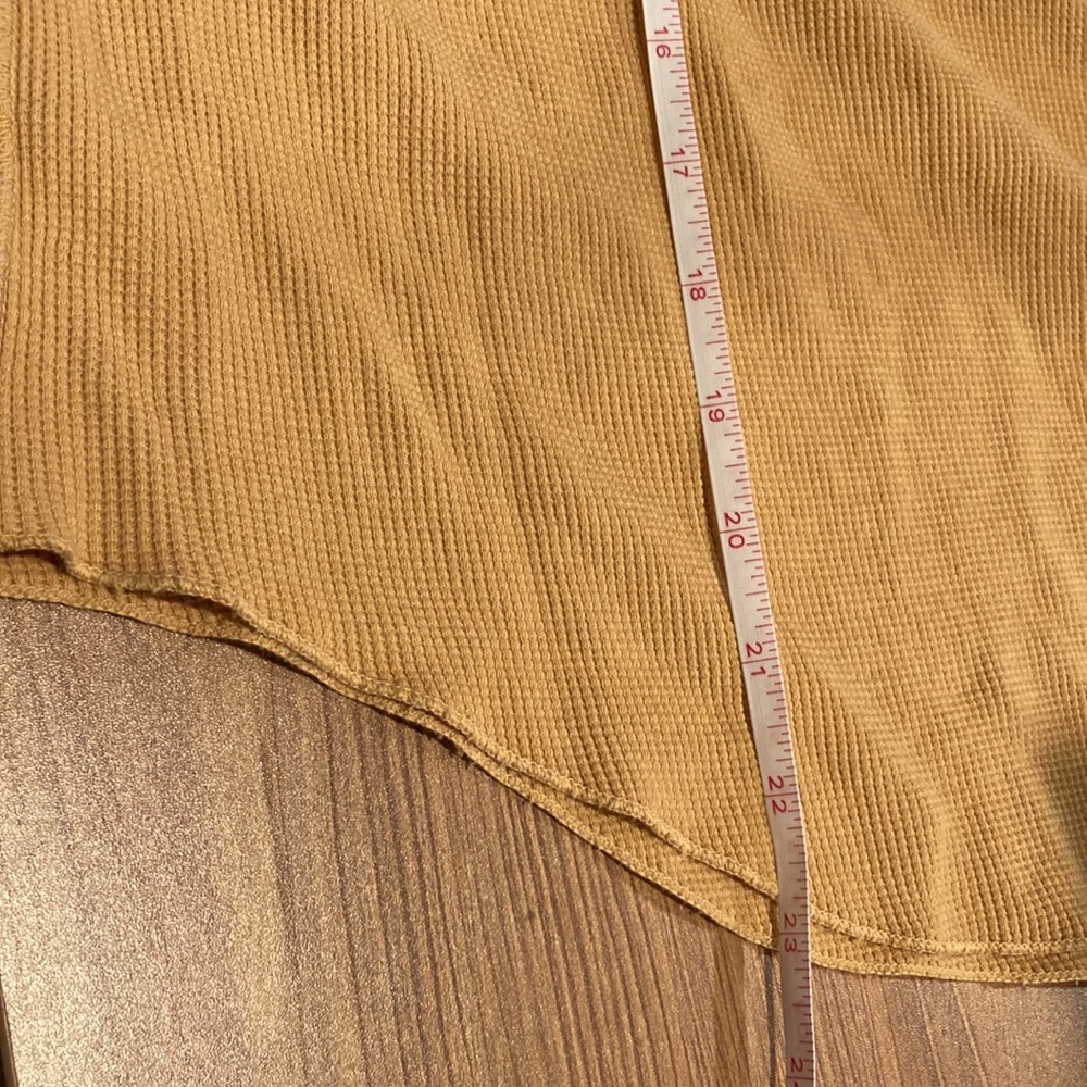 MATE THE LABEL THE HARPER HENLEY OCHRE YELLOW GOLD WAFFLE KNIT THERMAL TOP L - Picture 10 of 10